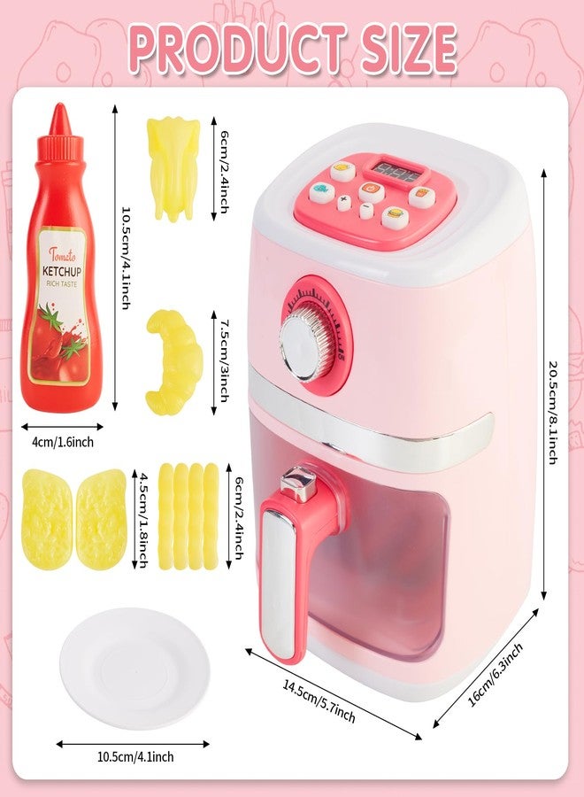 ACROFEK Play Kitchen Accessories, Pretend Kitchen Appliances Set with Toy Air Fryer for Kids with Sound and Lighting, Color-Changing Play Food, Birthday Gift for Boys and Girls Ages 3-5 4-8,Pink - Image 3